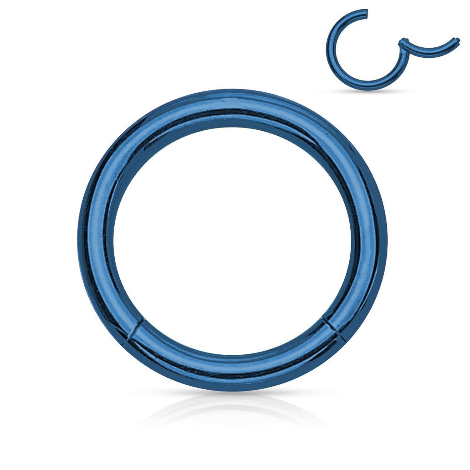 blue coloured steel segment ring body jewellery by Melchior Jewellery for ear or nose piercing