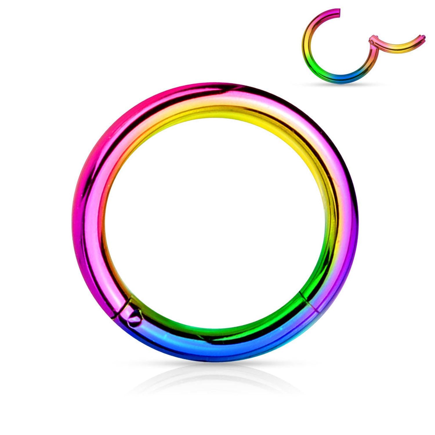coloured steel segment ring rainbow body jewellery by Melchior Jewellery for piercings