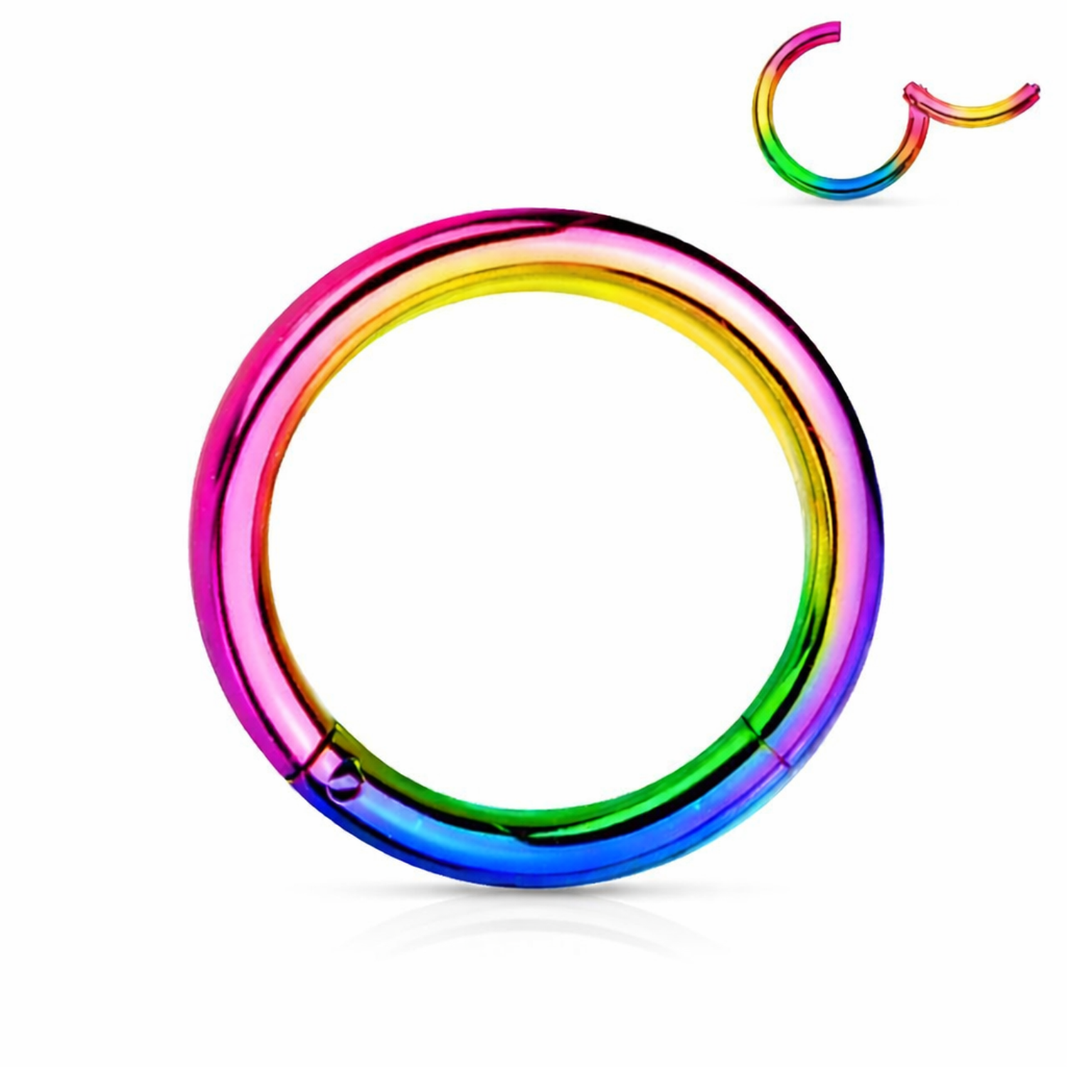 Melchior Jewellery coloured steel segment ring in vibrant rainbow colours for body piercing