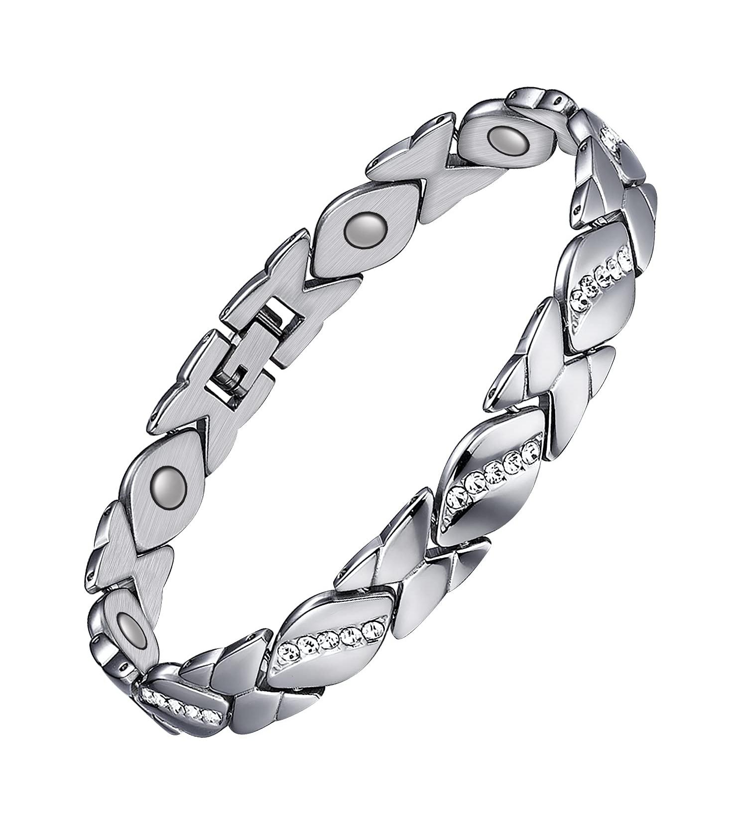 Stainless Steel Cubic Zirconia Magnetic Bracelet for Women - Melchior Jewellery