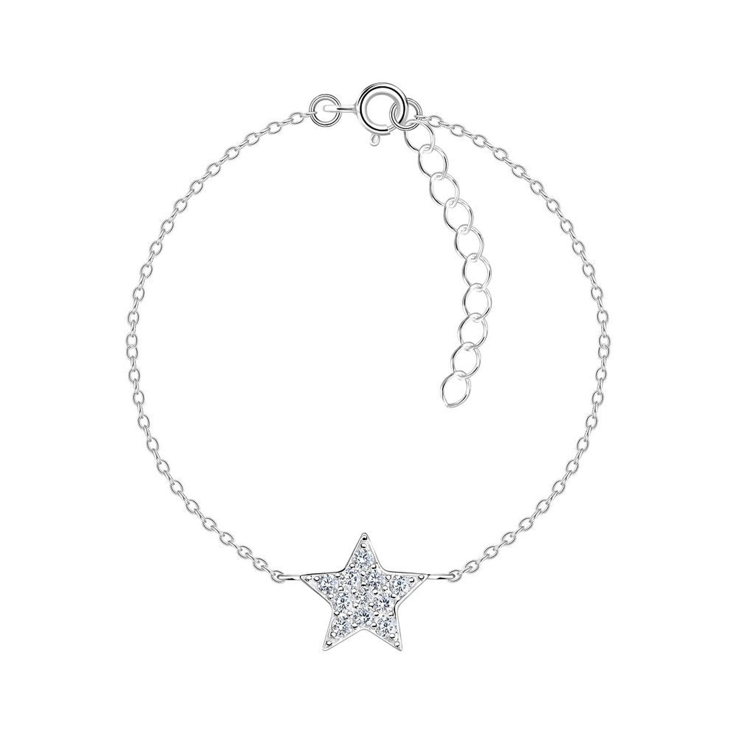 sterling silver CZ Star Bracelet with sparkling cubic zirconia star charm for elegant wear