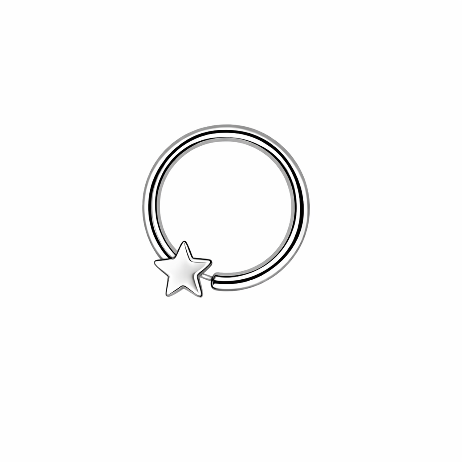 sterling silver Cartilage Helix Piercing Hoop with star charm by Melchior Jewellery