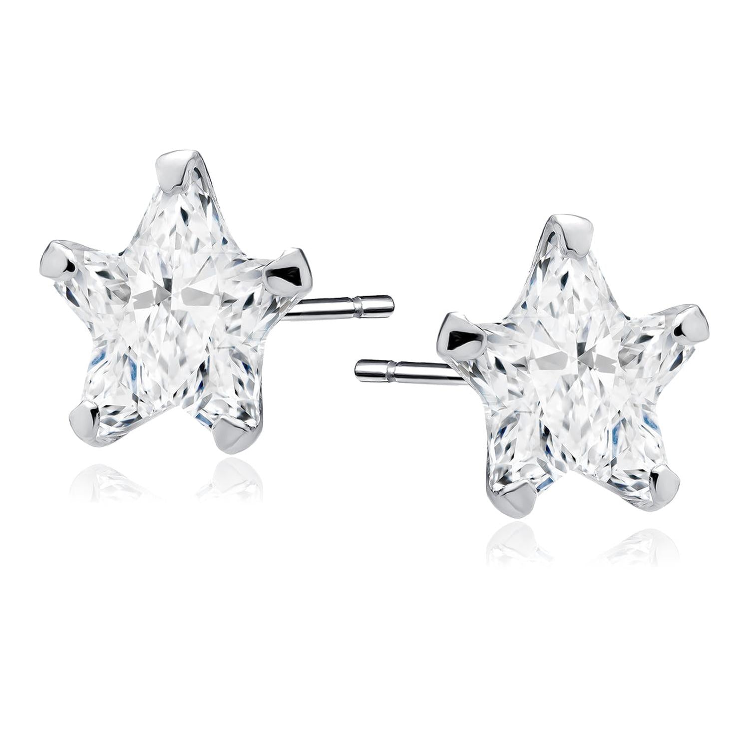 Melchior Jewellery sterling silver star stud earrings with clear sparkling crystals in a star shape