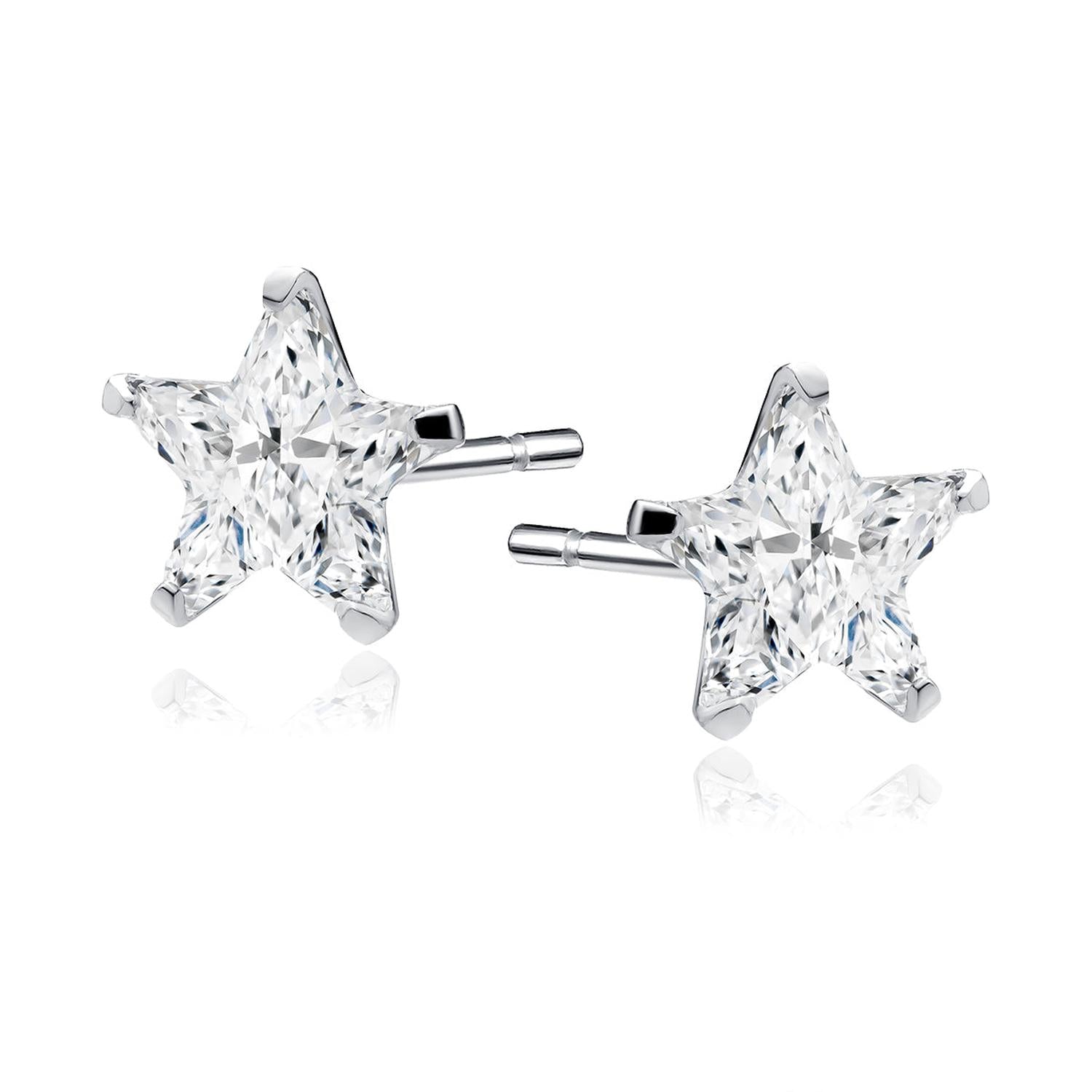 Melchior Jewellery sterling silver star stud earrings with clear sparkling crystal design