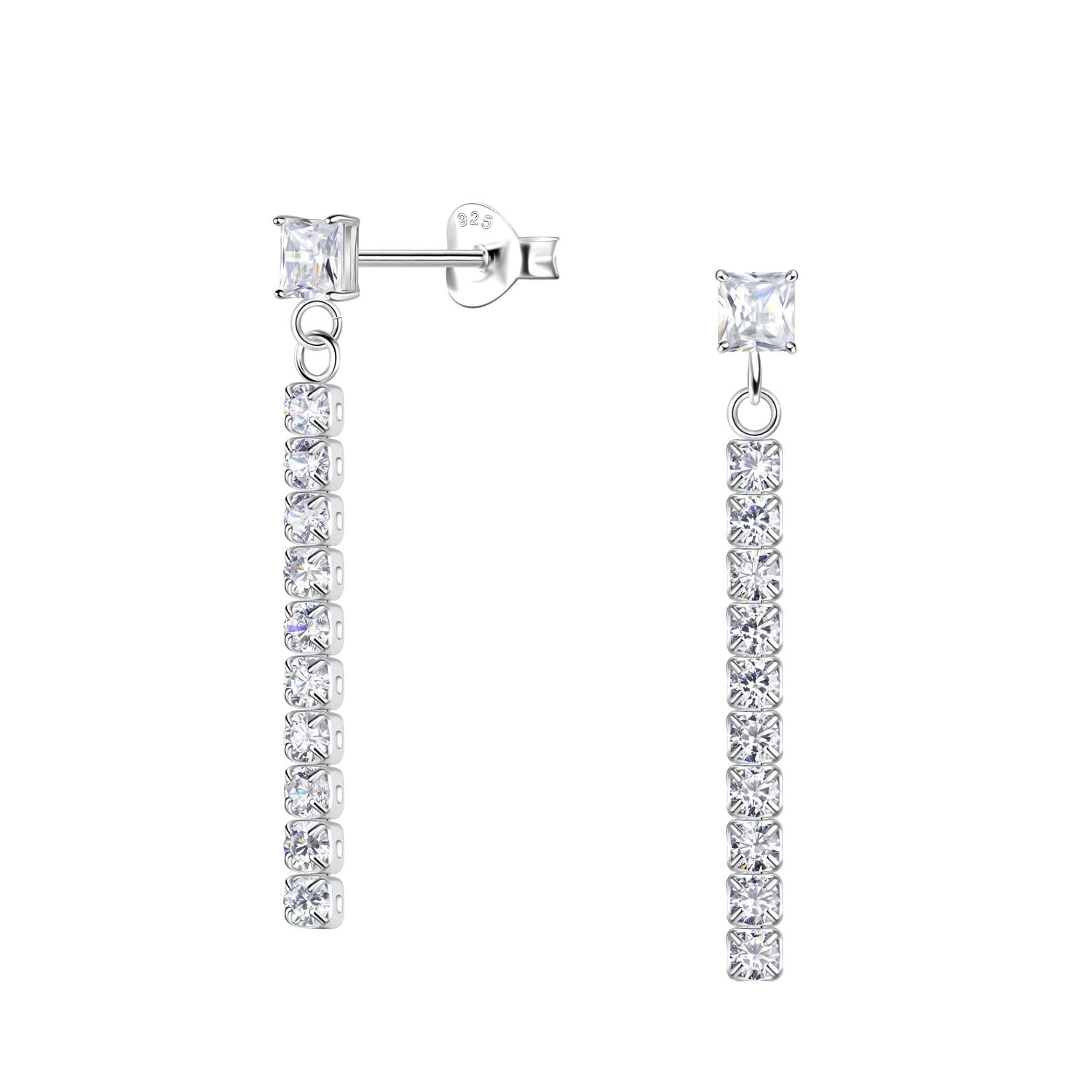 Melchior Jewellery sterling silver drop earrings with sparkling clear stones for elegant style