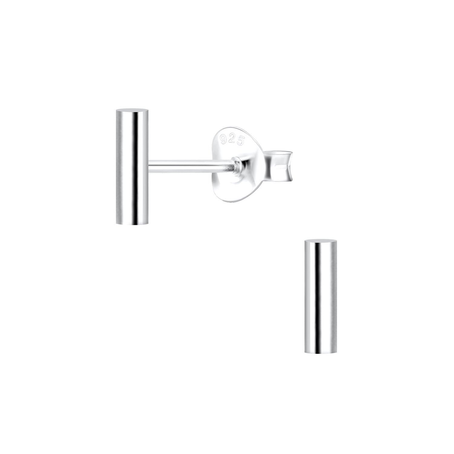 Sterling silver Silver Round Bar Stud Earrings with minimalist design for women by Melchior Jewellery