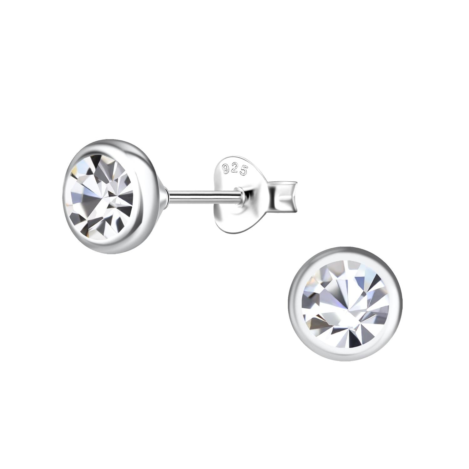 Sterling silver clear Solitaire Stud Earrings for women by Melchior Jewellery