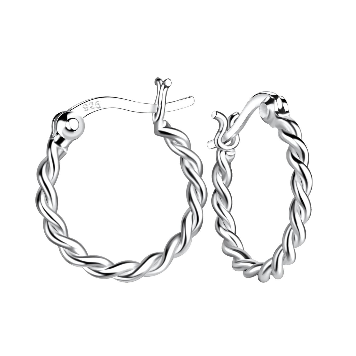 Sterling silver twisted hoop earrings by Melchior Jewellery for women with elegant braided design