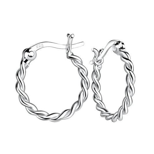 sterling silver twisted hoop earrings with elegant twisted design for women