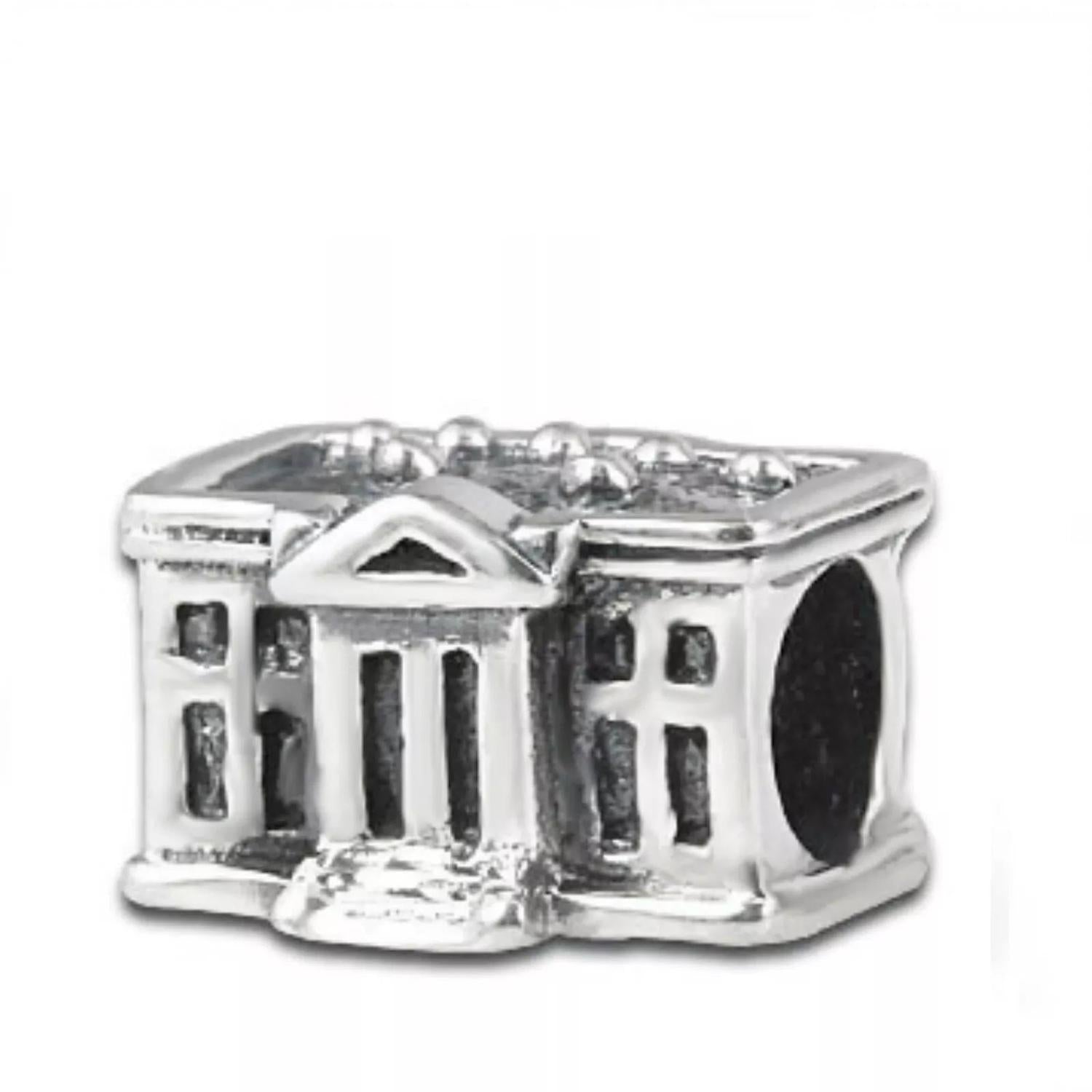 sterling silver charm bead shaped like The White House for Melchior Jewellery The White House Charm Bead
