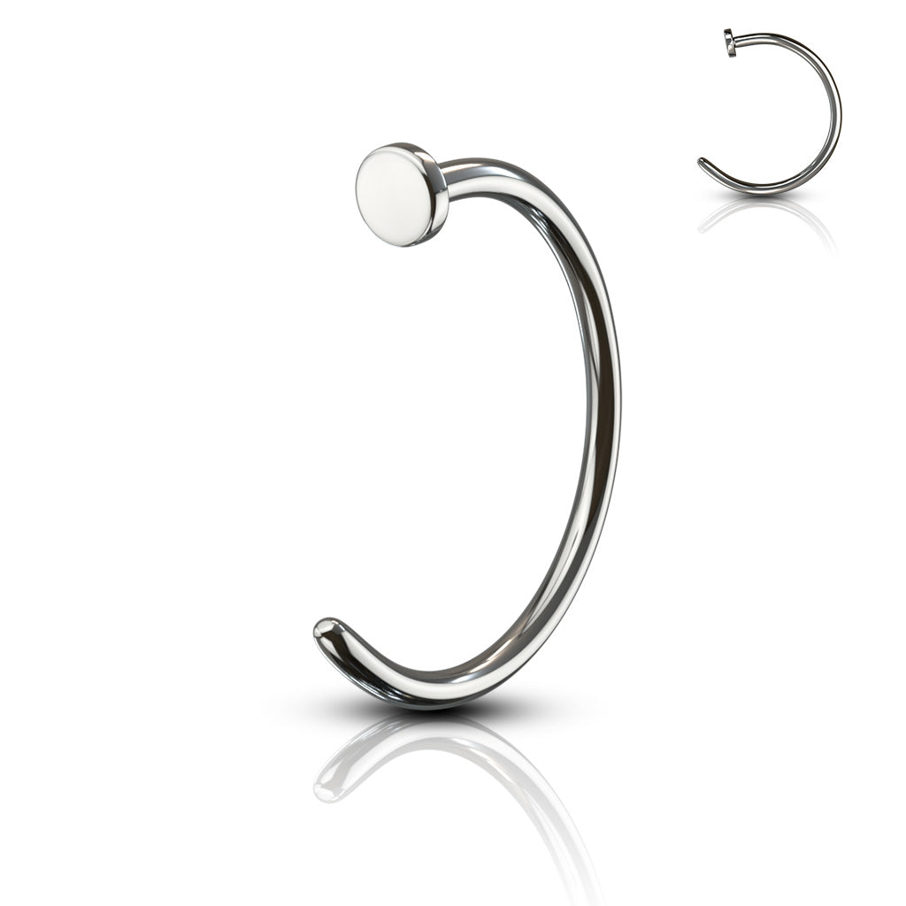 Melchior Jewellery implant grade nose ring in polished silver with sleek curved design