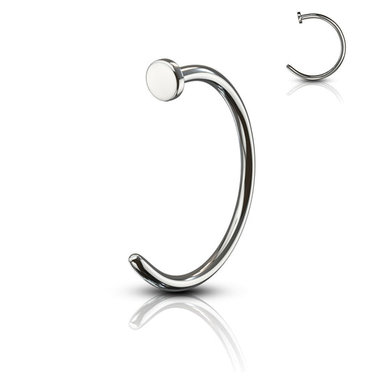 Melchior Jewellery implant grade nose ring in polished silver with sleek curved design