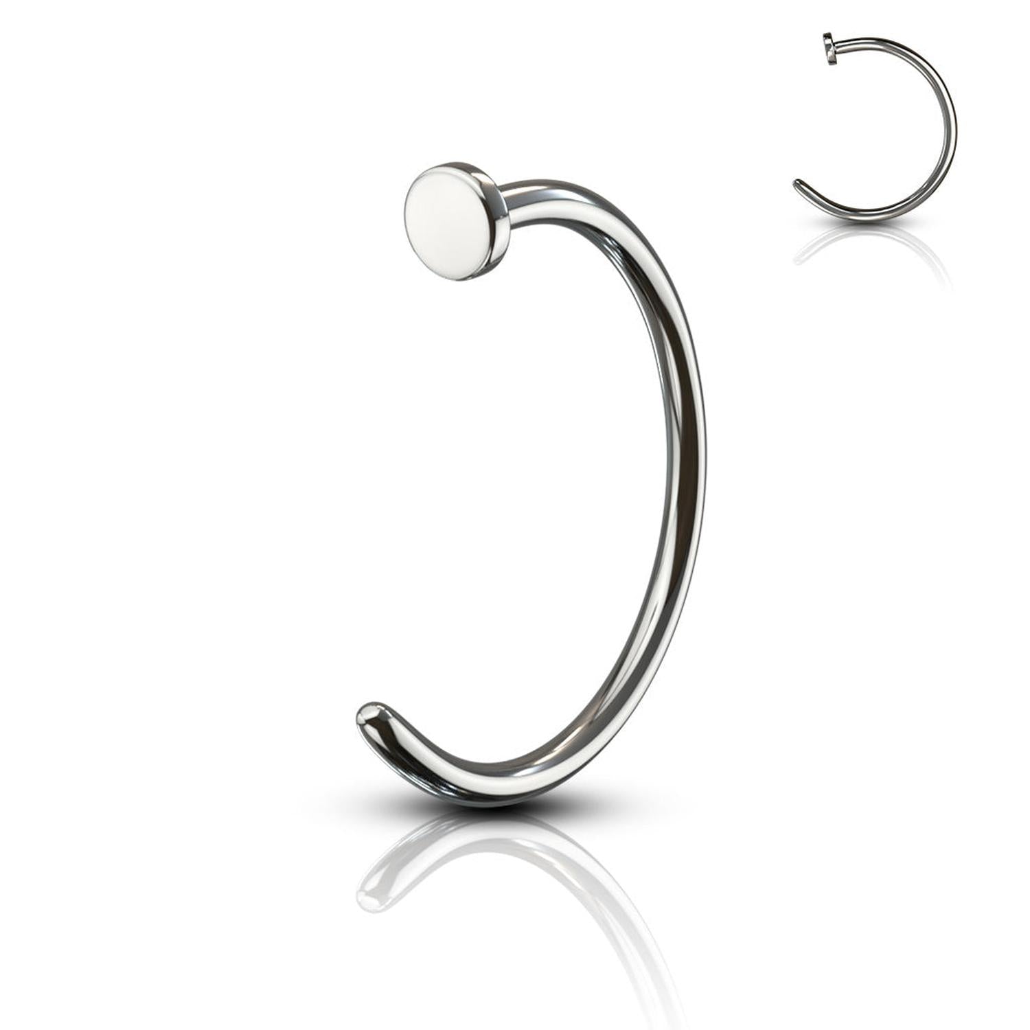 Melchior Jewellery implant grade nose ring in polished silver with sleek curved design