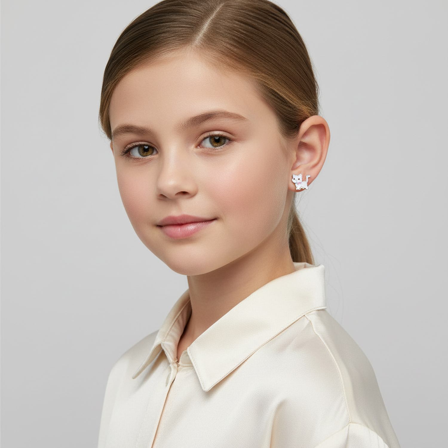 Cute Cat Earrings for Girls in Sterling Silver - Melchior Jewellery