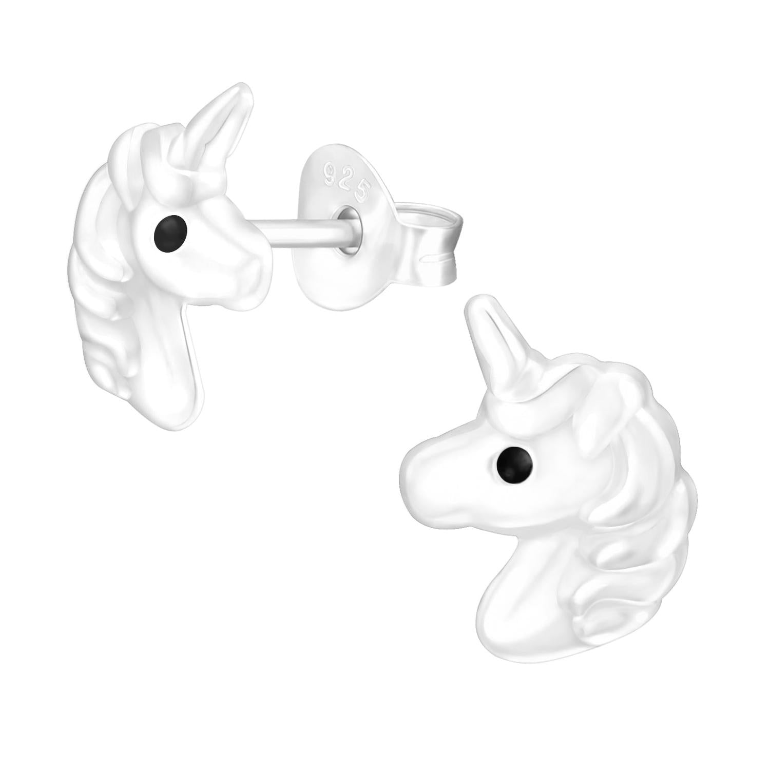 Melchior Jewellery silver girls unicorn stud earrings made of sterling silver for children