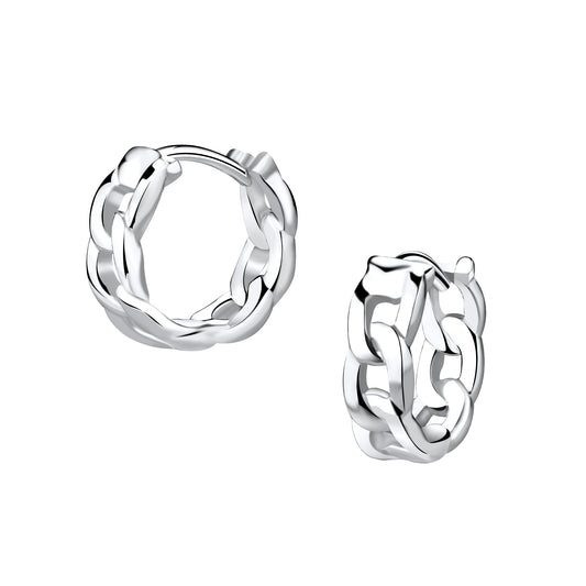 Sterling Silver 14mm Interlocking Hoop Earrings - Melchior Jewellery