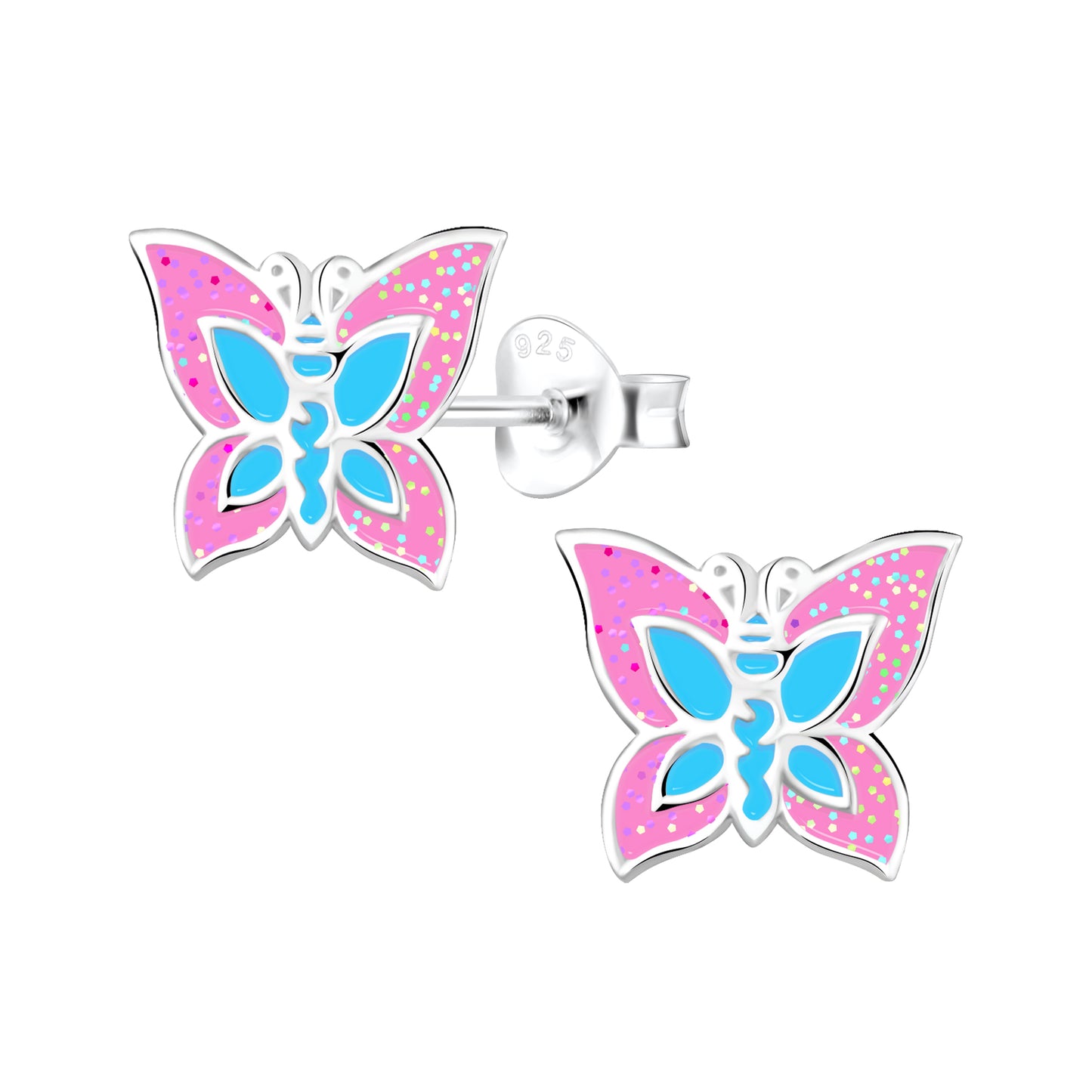 Children's Sterling Silver "Sparkly" Butterfly Stud Earrings - Melchior Jewellery