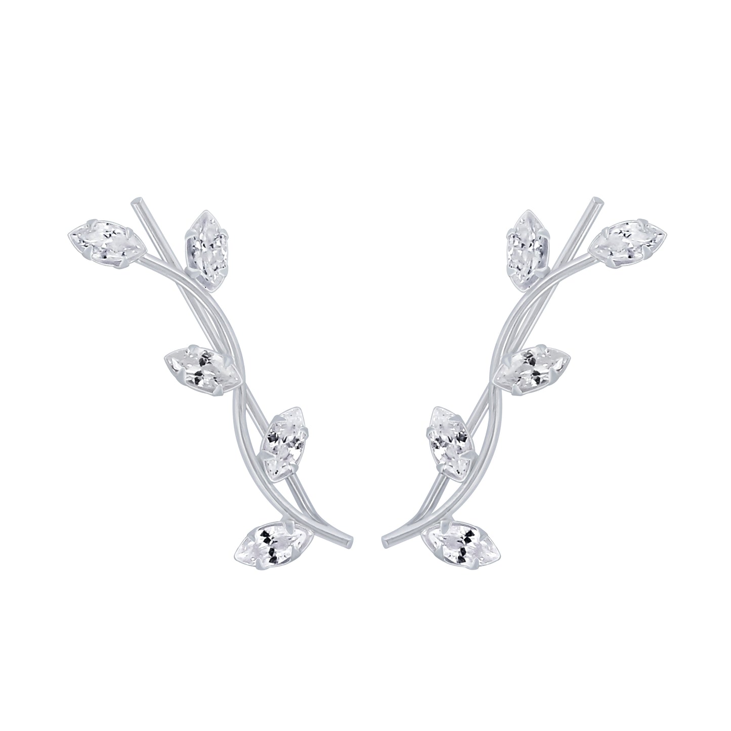 Sterling Silver Branch CZ Ear Climbers