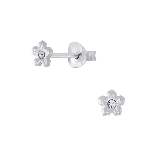 Children's Sterling Silver 4mm Crystal Flower Stud Earrings - Melchior Jewellery