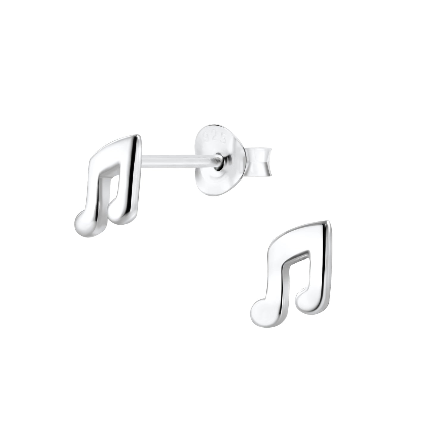 Sterling Silver Small Music Note Stud Earrings