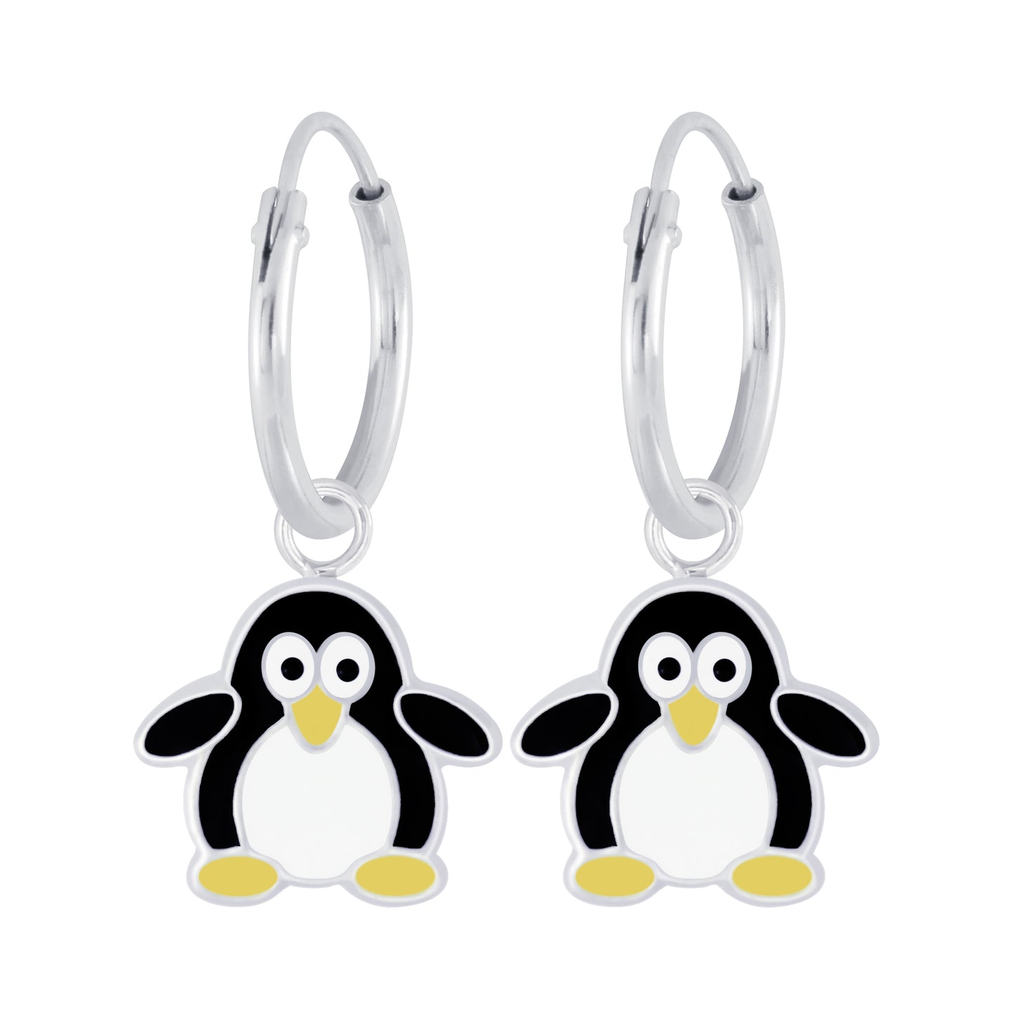 Children's Sterling Silver Penguin Hoop Earrings - Melchior Jewellery