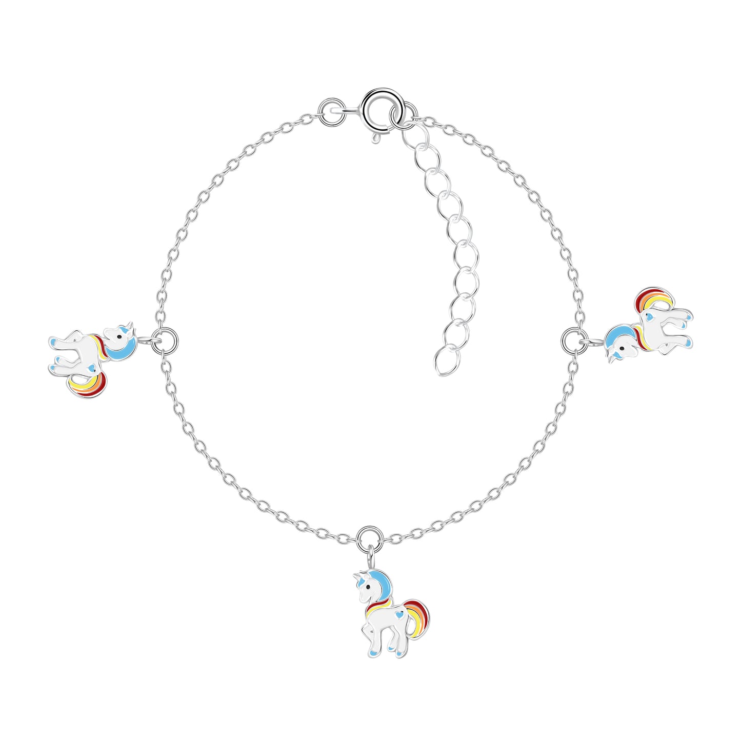 Children's Sterling Silver Colourful Unicorn Bracelet - Melchior Jewellery