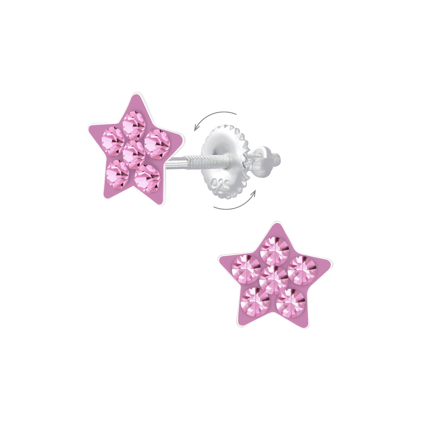 Children's Sterling Silver Sparkly Star Screw Back Earrings