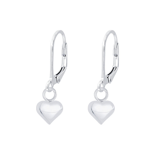 Children's Sterling Silver Heart Leverback Earrings - Melchior Jewellery