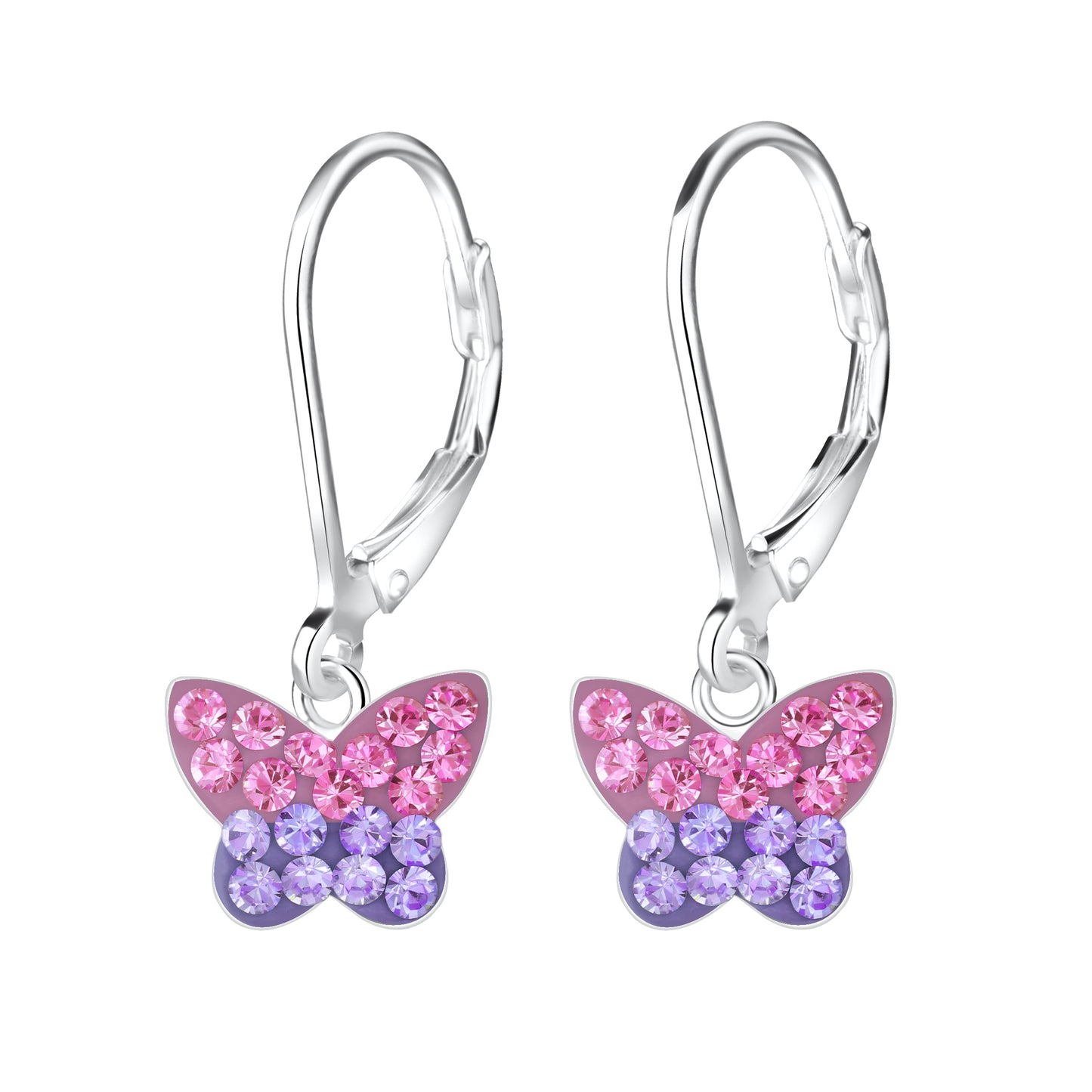 Children's Sterling Silver Crystal Butterfly Leverback Earrings - Melchior Jewellery
