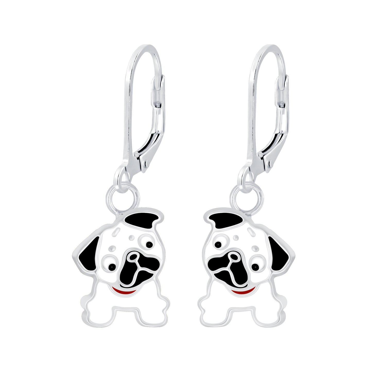 Children's Sterling Silver Pug Dog Leverback Earrings - Melchior Jewellery