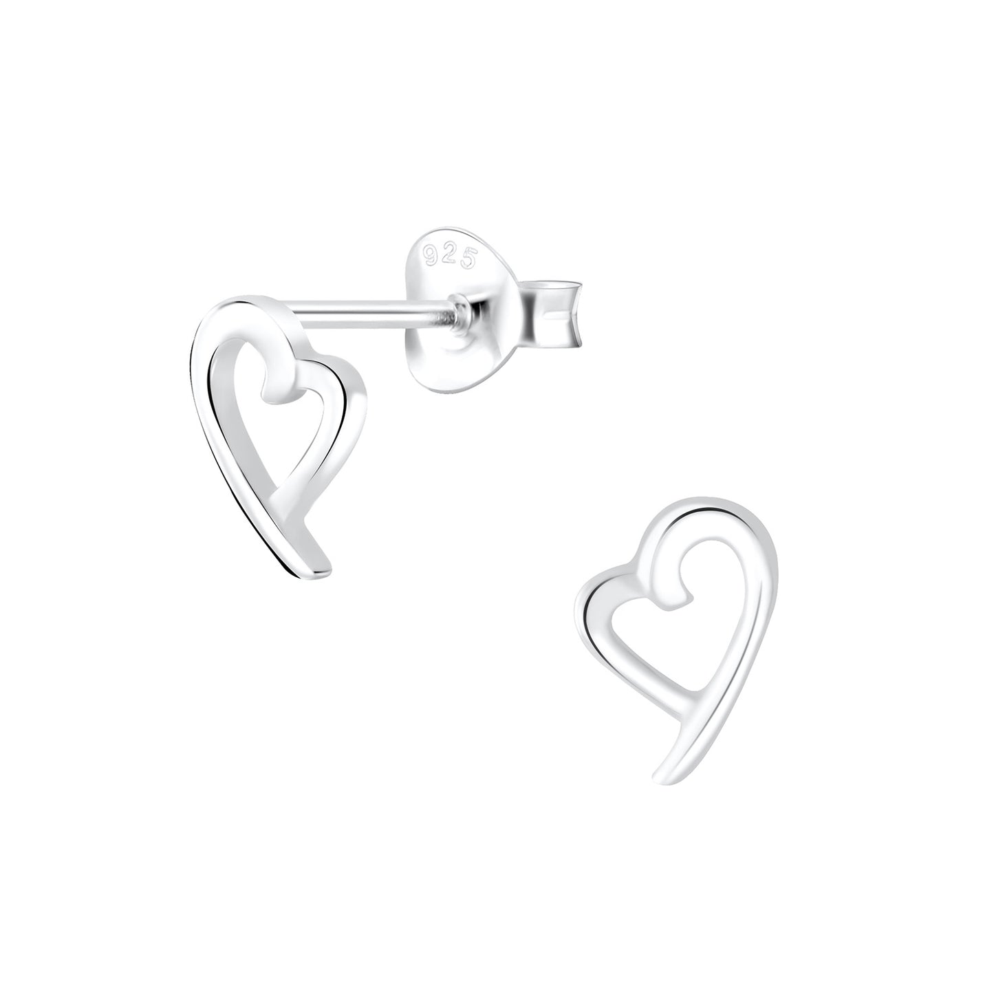 Sterling Silver Small Open Heart Stud Earrings - Melchior Jewellery