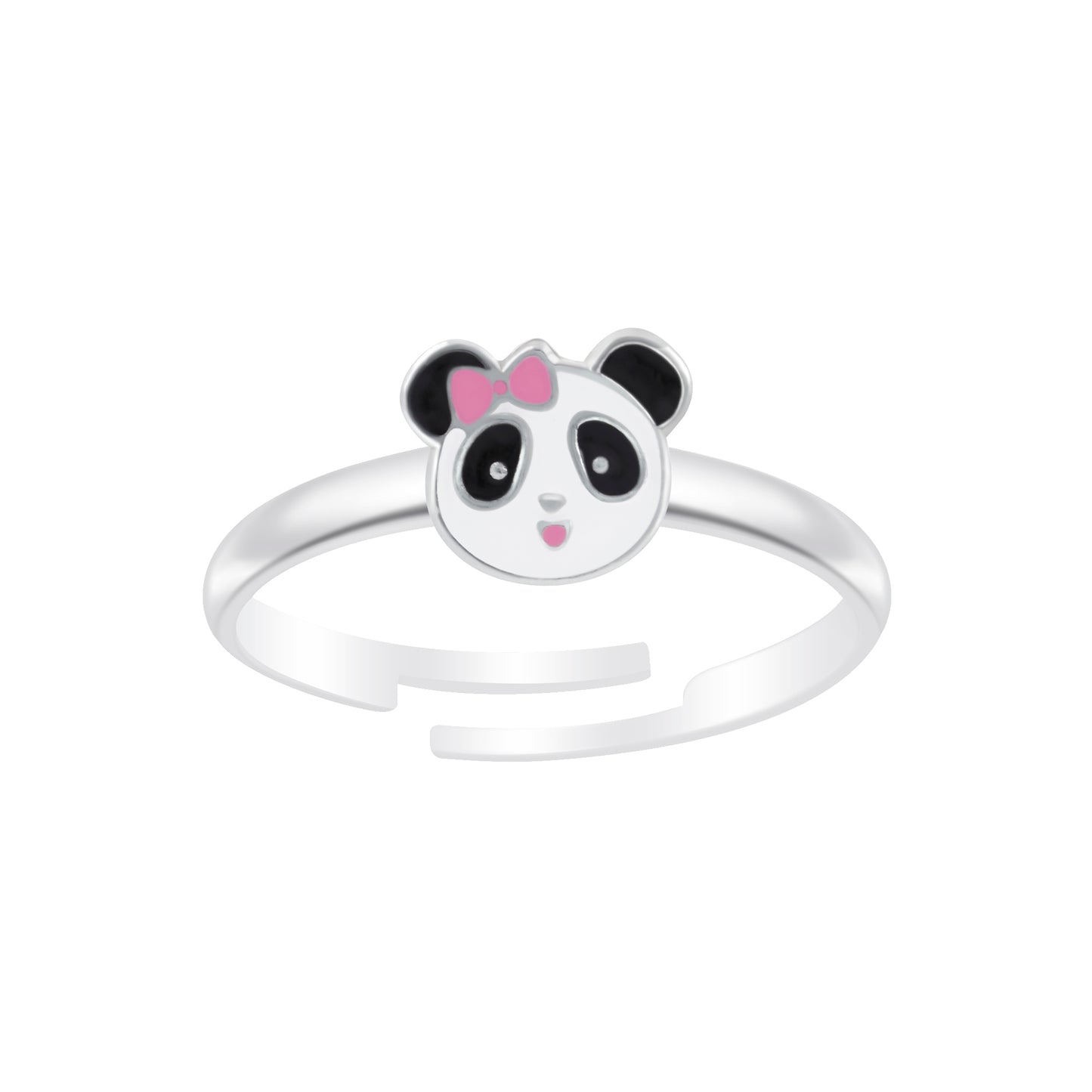 Children's Sterling Silver Adjustable Panda Bear Ring - Melchior Jewellery
