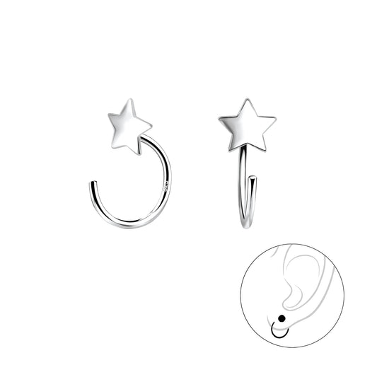 Sterling Silver Star Pull Through Earrings - Melchior Jewellery
