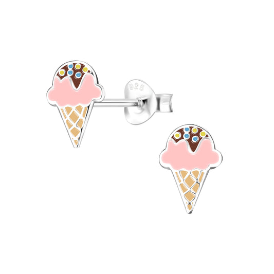 Children's Sterling Silver Ice Cream Ear Studs - Melchior Jewellery