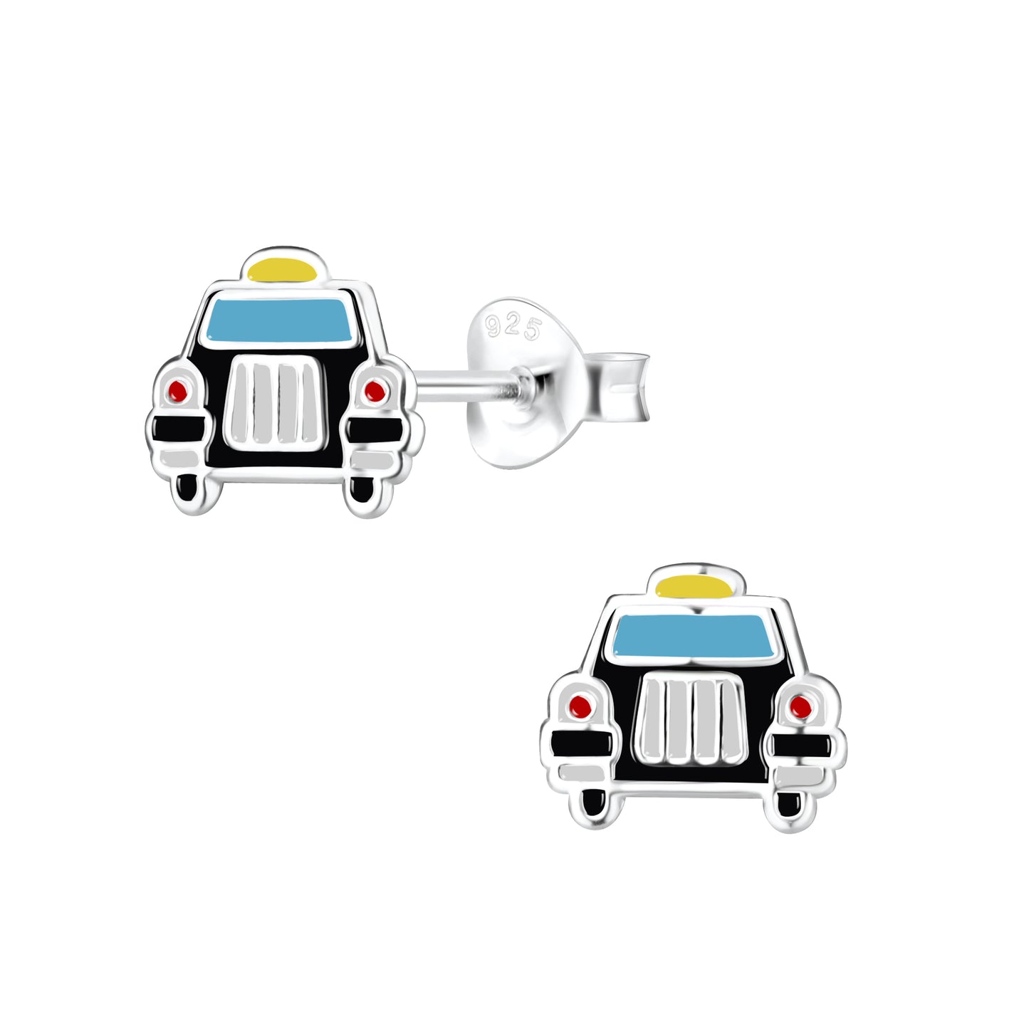 Children's Sterling Silver Black London Taxi Stud Earrings - Melchior Jewellery