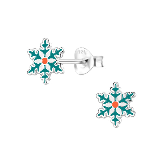 Children's Sterling Silver Snowflake Stud Earrings - Melchior Jewellery