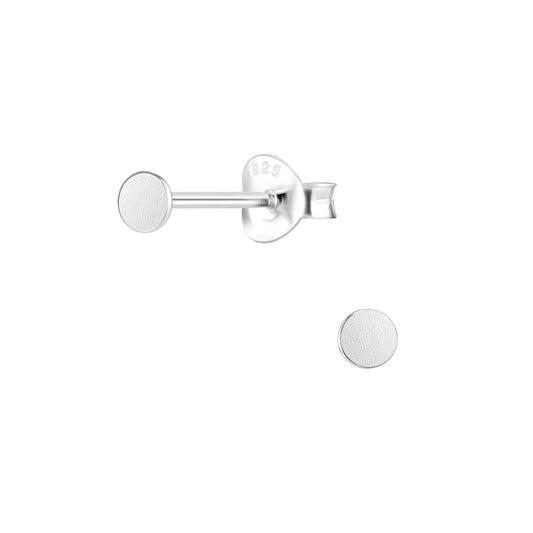 Sterling Silver Flat 3mm Round Disc Stud Earrings - Melchior Jewellery