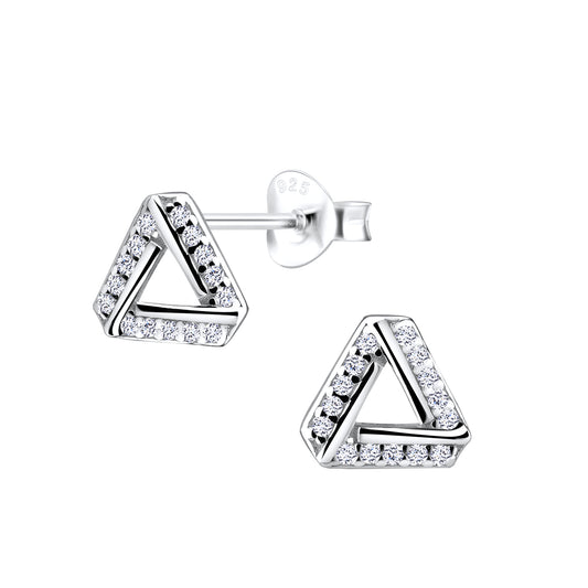 Sterling Silver Sparkle Triangle Stud Earrings - Melchior Jewellery
