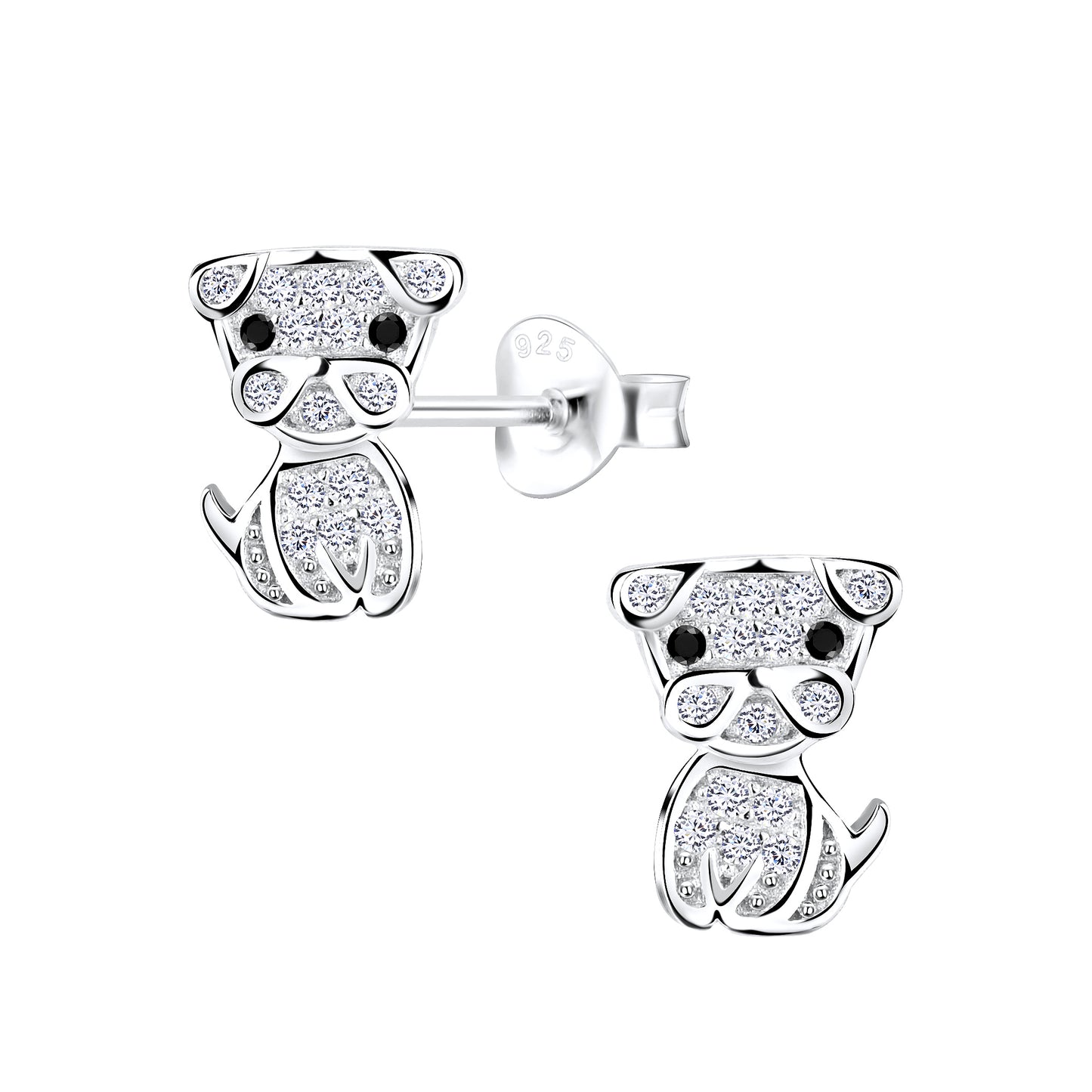 Sterling Silver Dog Cubic Zirconia Earrings - Melchior Jewellery