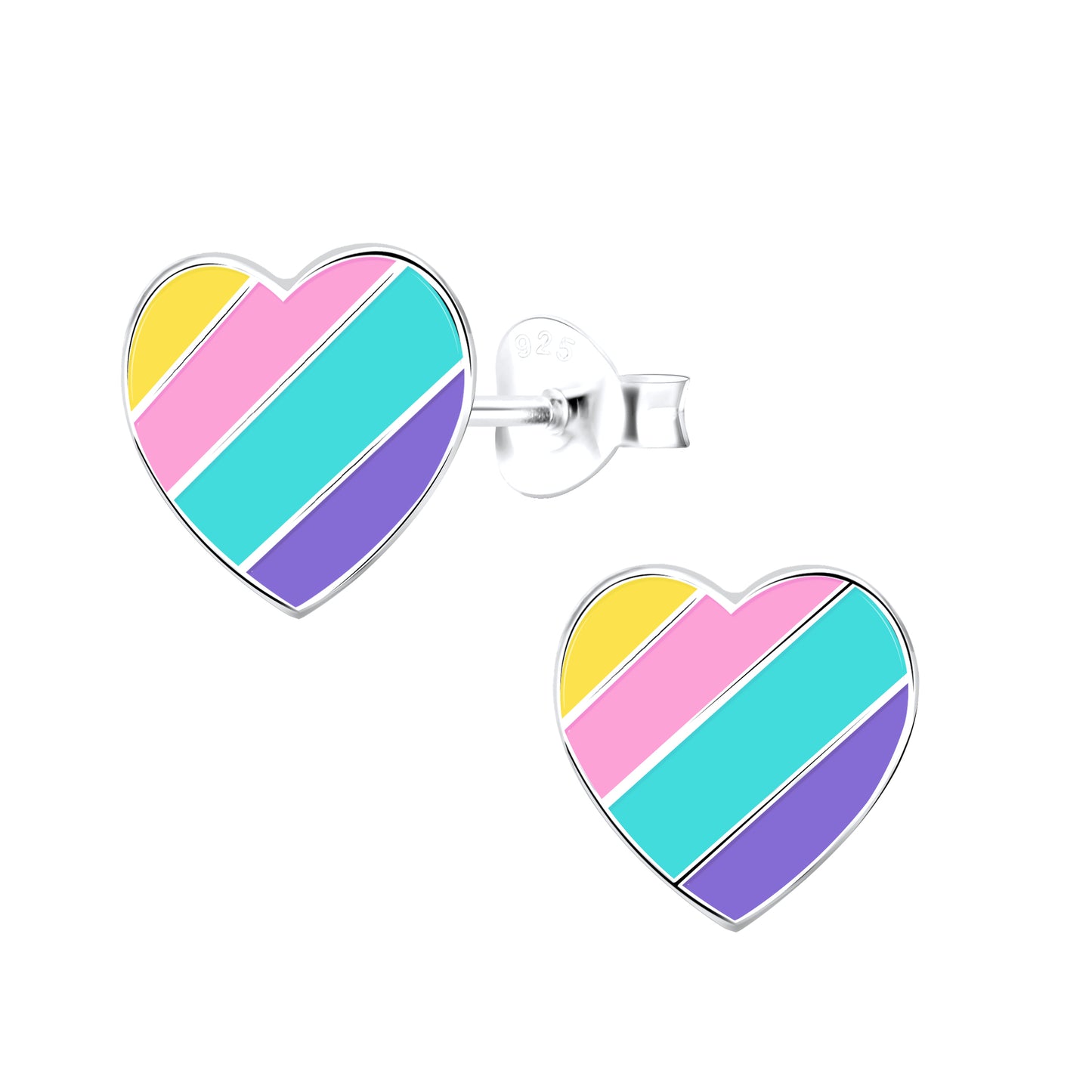 Children's Sterling Silver Colourful Heart Stud Earrings - Melchior Jewellery