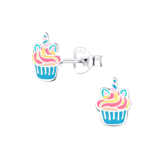 Children's 925 Sterling Silver Multicolour Cupcake Stud Earrings - Melchior Jewellery