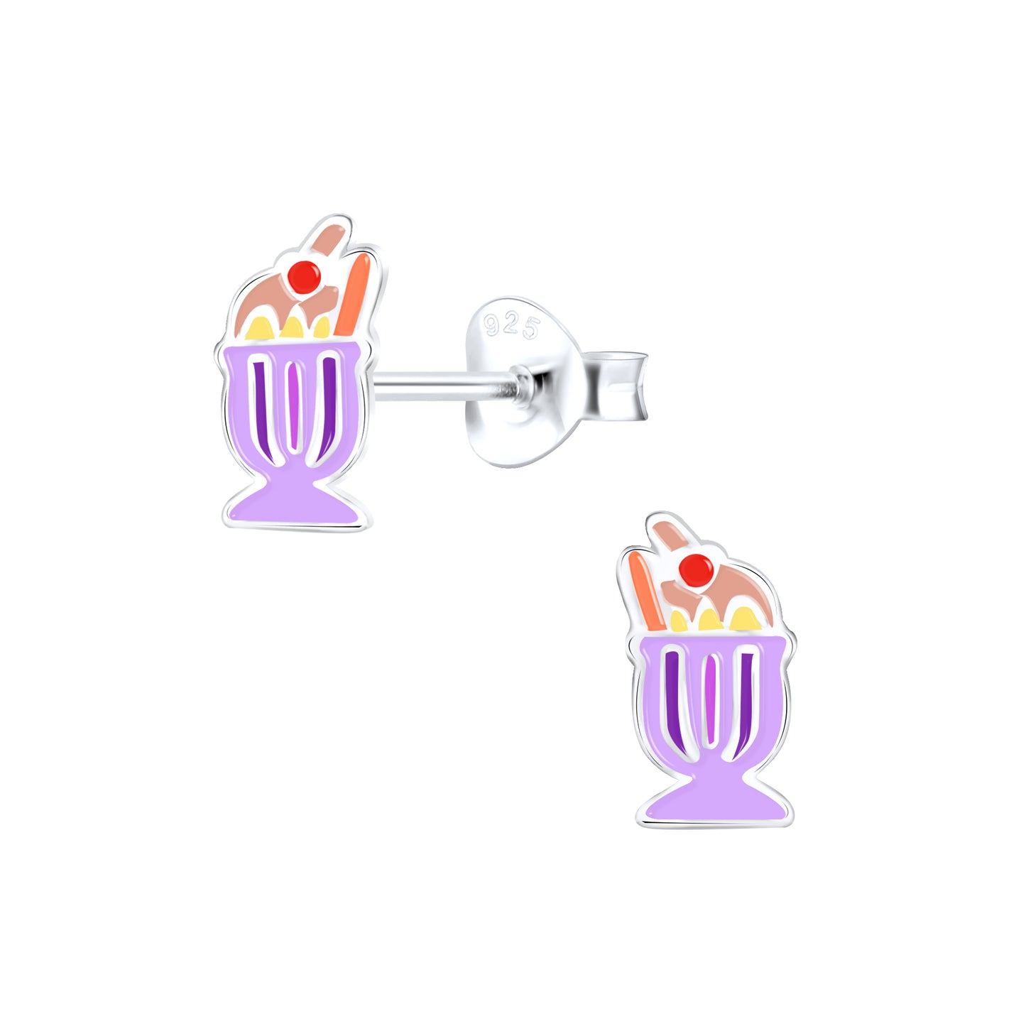 Children's 925 Sterling Silver Ice Cream Sundae Ear Studs - Melchior Jewellery
