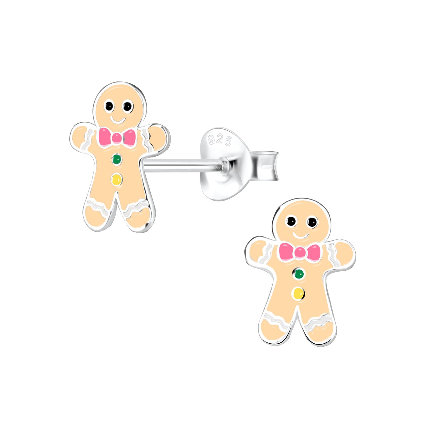 Children's Sterling Silver Gingerbread Man Stud Earrings