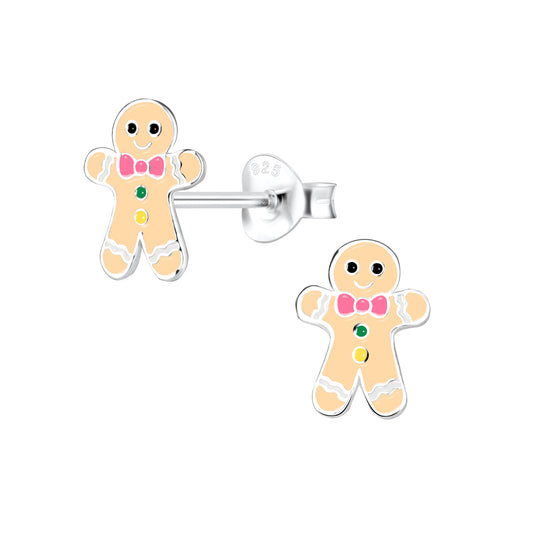 Children's Sterling Silver Gingerbread Man Stud Earrings - Melchior Jewellery