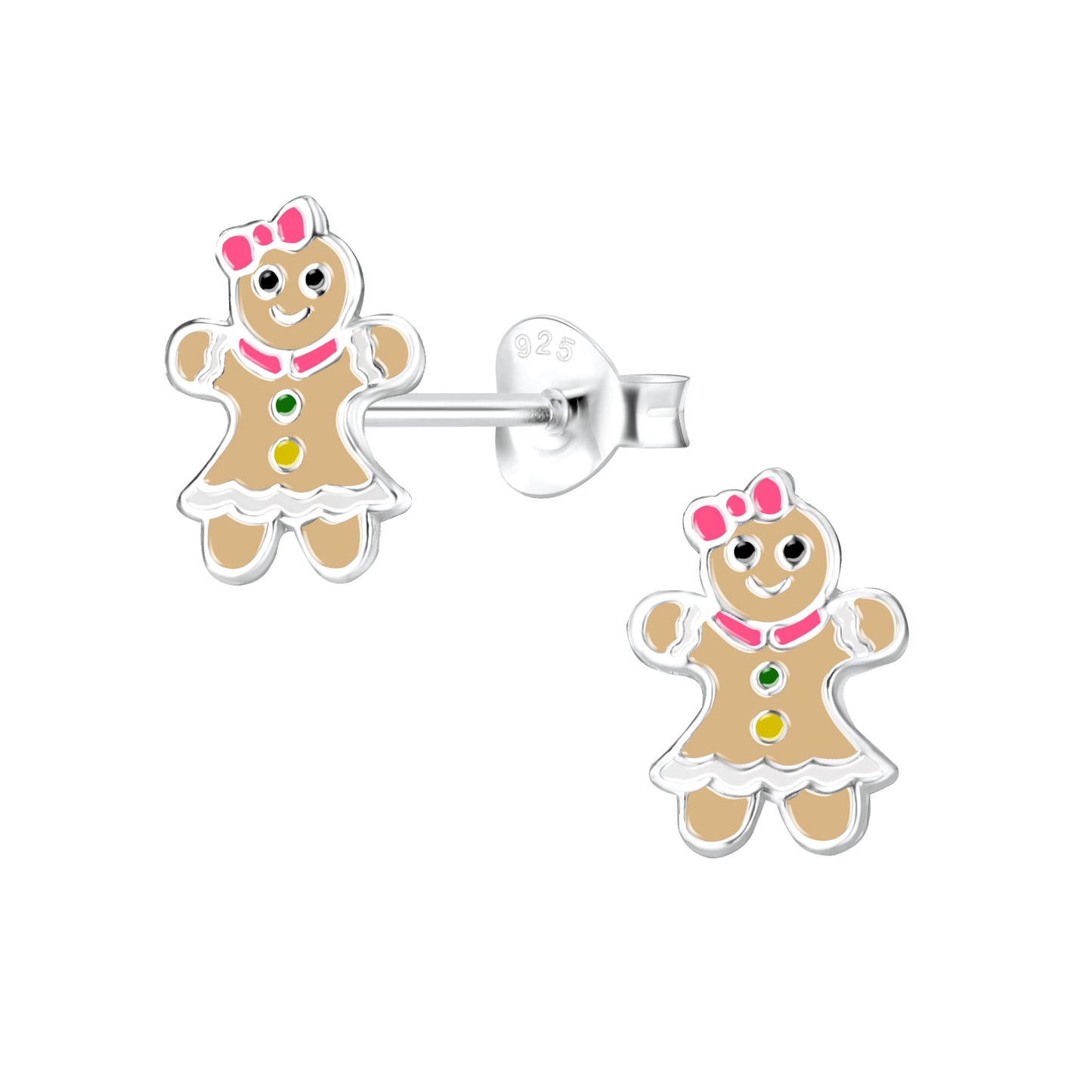 Children's Sterling Silver Gingerbread Girl Stud Earrings