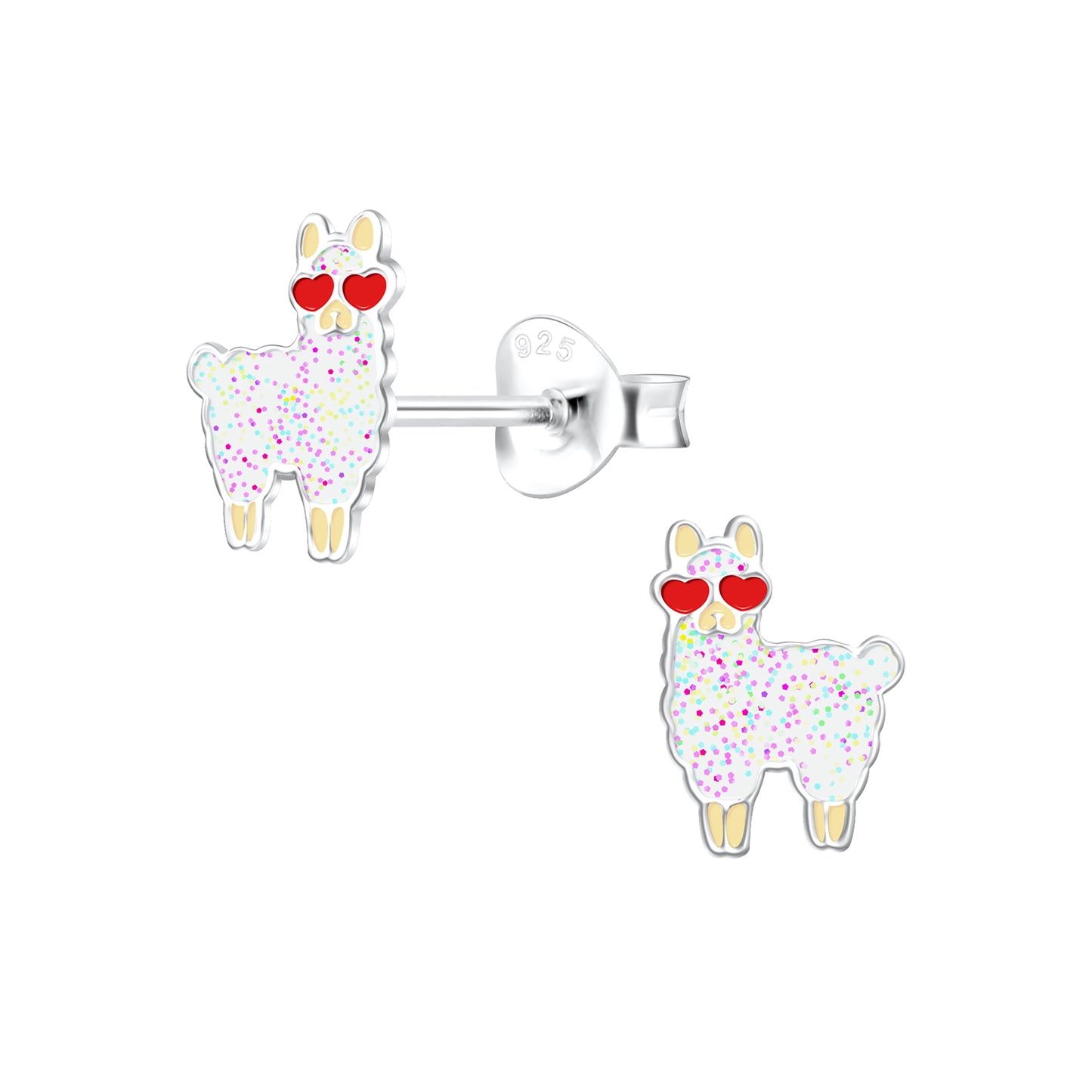 Children's Sterling Silver Glitter Llama Stud Earrings - Melchior Jewellery
