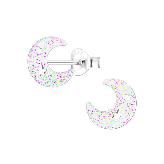 Children's Sterling Silver Crescent Moon Stud Earrings - Melchior Jewellery