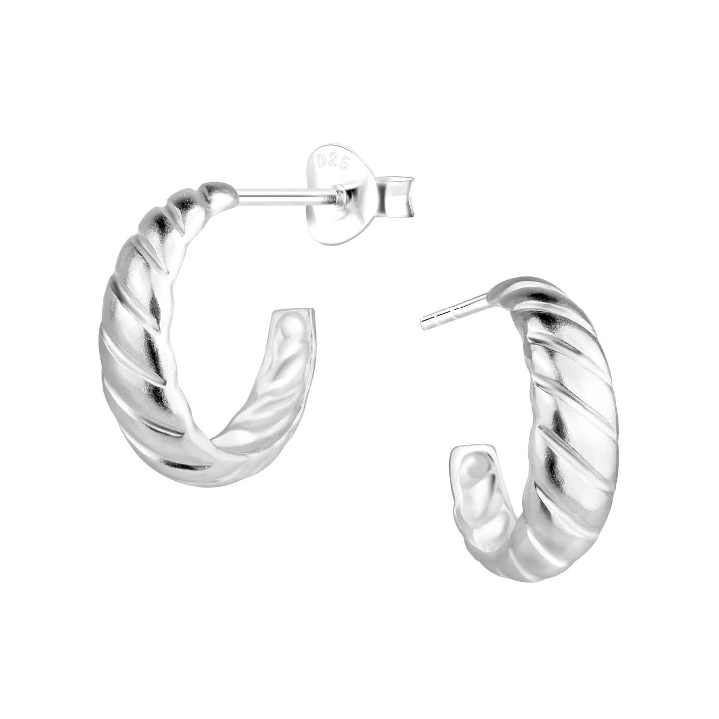Sterling Silver Twist Half Hoop Earrings - Melchior Jewellery