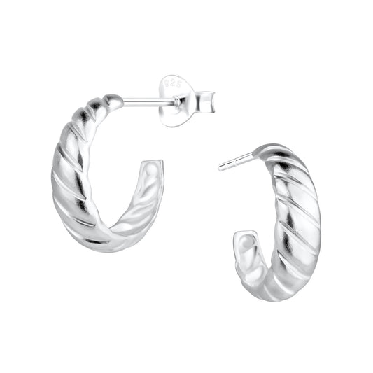 Sterling Silver Twist Half Hoop Earrings - Melchior Jewellery