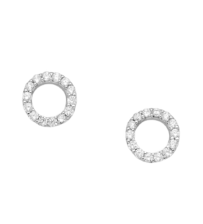 Sterling Silver Cubic Zirconia Open Circle Stud Earrings